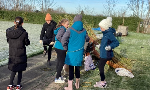 Year 6 Willow Weaving at the Community Orchard